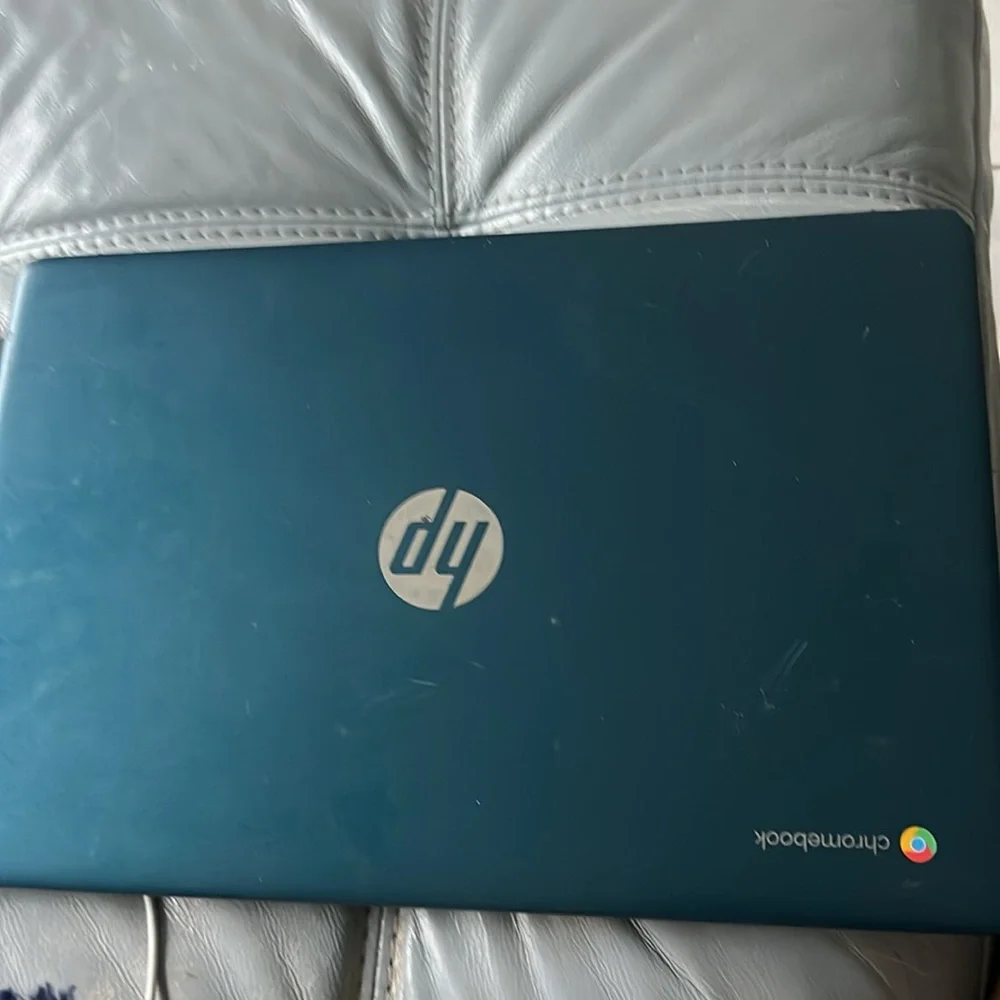 HP Chromebook Silver and Blue Laptop